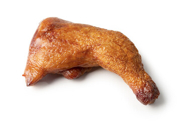 Smoked chicken leg isolated on white background