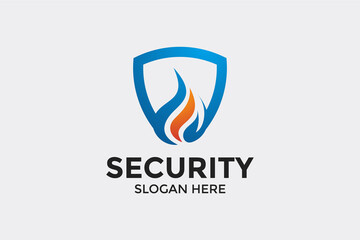 minimalist security logo design and branding card template