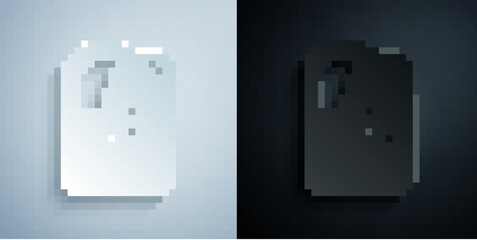 Paper cut Radioactive waste in barrel icon isolated on grey and black background. Toxic refuse keg. Radioactive garbage emissions, environmental pollution. Paper art style. Vector