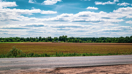 landscape field next to the road