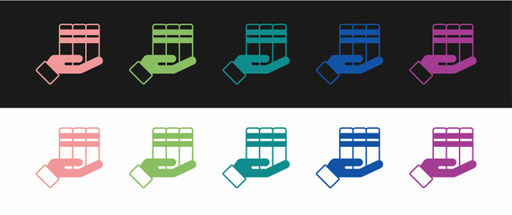 Fototapeta premium Set Book donation icon isolated on black and white background. Vector