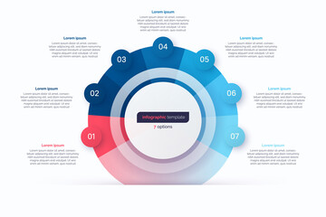 Seven option circle infographic design template. Vector illustration