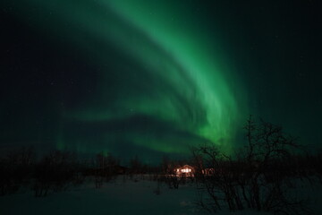 Obraz na płótnie Canvas aurora borealis winter landscape northern lights
