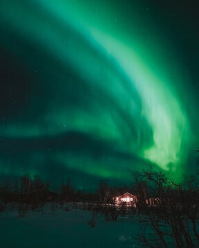 aurora borealis winter landscape northern lights