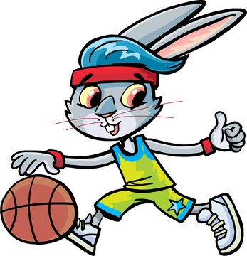 rabbit basketball player leads the ball successfully
