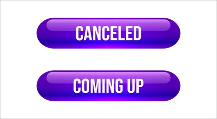 canceled sticker label icons . coming up and sale  set square isolated sign label blue color in white background