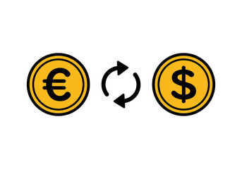 ドルとユーロの換金イラスト
