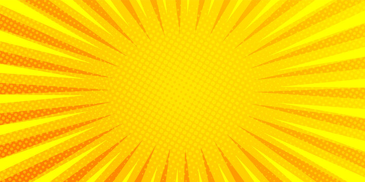 Comic book zoom sunburst background with halftone effect
