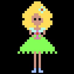 Obraz premium yellow haired pixel woman wearing elegant dress