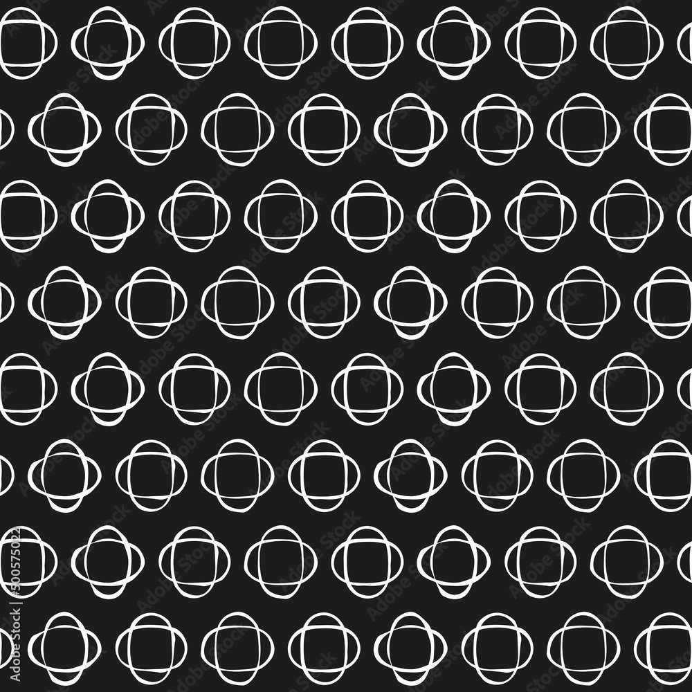 Aufkleber black background and white double oval rings. a vector with a repeating object in the form of two ov