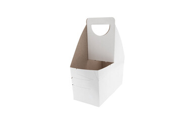 Disposable cardboard drink holder isolated on white background 