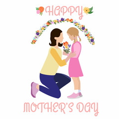 Elegant card for International Women's Day. Mother with daughter