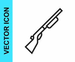 Black line Hunting gun icon isolated on white background. Hunting shotgun. Vector