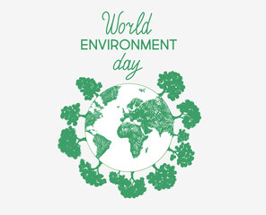 World environment day, Hand drawn illustrations.,