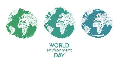World environment day, Hand drawn illustrations.,