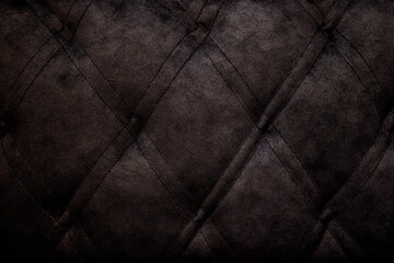 Quilted velour buttoned classic black color fabric wall pattern background. Elegant vintage luxury...