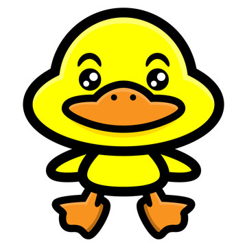 Cartoon illustration of Cute baby Duck standing and greeting, best for mascot, sticker, and logo for children toys product