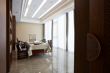 Modern Chinese style office, Bright study room