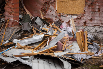 Bila Tserkva, Kyev region  Ukraine - 04.03.2022: The consequences of an airstrike, a missile attack...