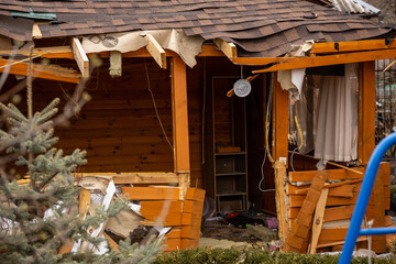 Bila Tserkva, Kyev region  Ukraine - 04.03.2022: The consequences of an airstrike, a missile attack...