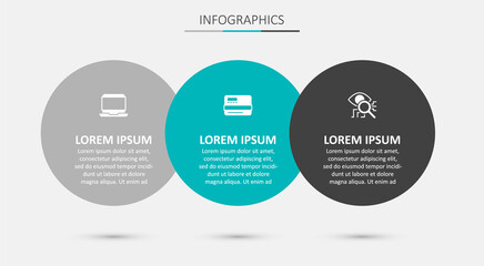 Set Credit card, Laptop and Eye scan. Business infographic template. Vector