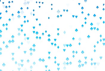 Light BLUE vector texture with playing cards.