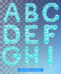 Font of soap bubbles vector illustration