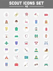 Colorful Scout Or Camping Icon In Flat Style.