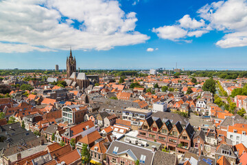 Naklejka na ściany i meble Panoramic view of Delft