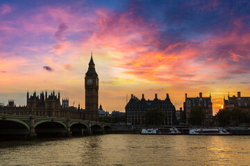 Naklejka na ściany i meble Big Ben, Parliament, Westminster bridge in London