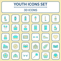 Yellow And Turquoise Color Set of Youth Icon Or Symbol.