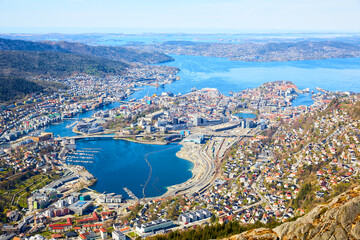 Fototapeta na wymiar Aerial view of Bergen city, Norway