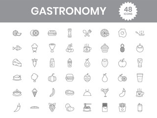 48 Gastronomy Icon In Black Outline.