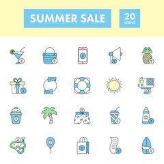 Colorful Summer 20 Icon In Flat Style.
