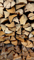 Firewood cut Edged End-grain stacked Structure