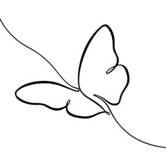 Fototapeta premium Butterfly drawing in one continuous line