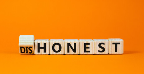 Honest or dishonest symbol. Turned cube and changed the concept word Dishonest to Honest. Beautiful...