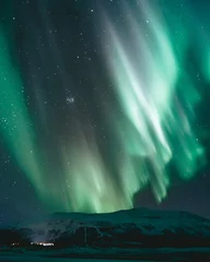 Fotobehang northern lights aurora borealis winter landscape © Dimitri