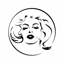 The logo of the girl with beautiful hair, eyelashes and brows