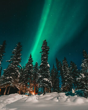 northern lights aurora borealis winter landscape