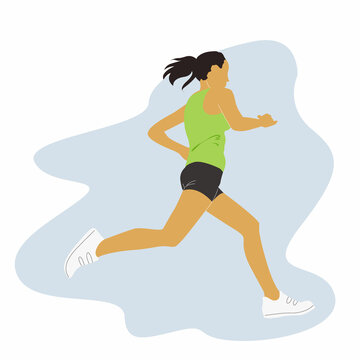 Running or jogging girl vector portrait isolated