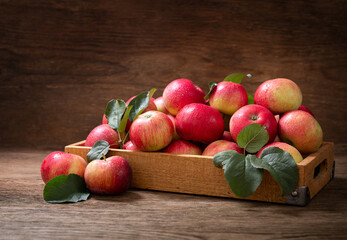 wooden box of fresh apples