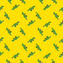 Seamless pattern cute T-Rex dino. Background of funny dinosaurs in doodle style. © Purple_Lamp