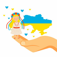 Obraz na płótnie Canvas Pray For Ukraine. Stop War in Ukraine. Vector Illustration.