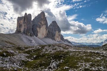 Mountain trail Tre Cime di Lavaredo in Dolomites in Italy
