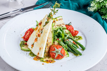 salad with Adyghe cheese and grilled vegetables
