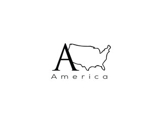 America map logo with A letter logo