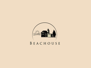 Beach house business logo illustration