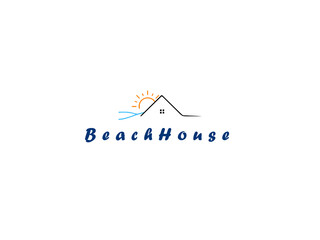 Beach house business logo illustration