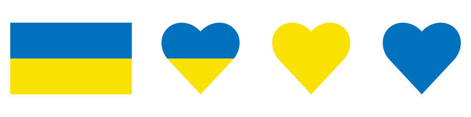 Ukraine flag icon. National symbol. Heart shaped. Vector illustration